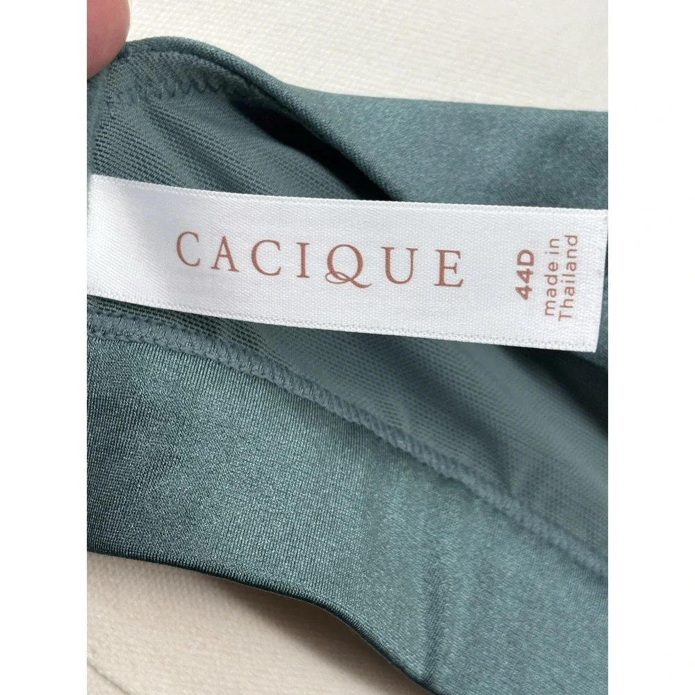 Cacique Lightly‎ Lined Wireless Bra 44D Lane Bryant Green Adjustable Straps EUC